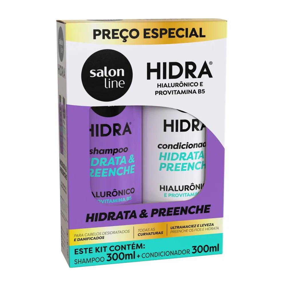 KIT SHAMPOO E CONDICIONADOR HIDRA HIALURôNICO SALON LINE