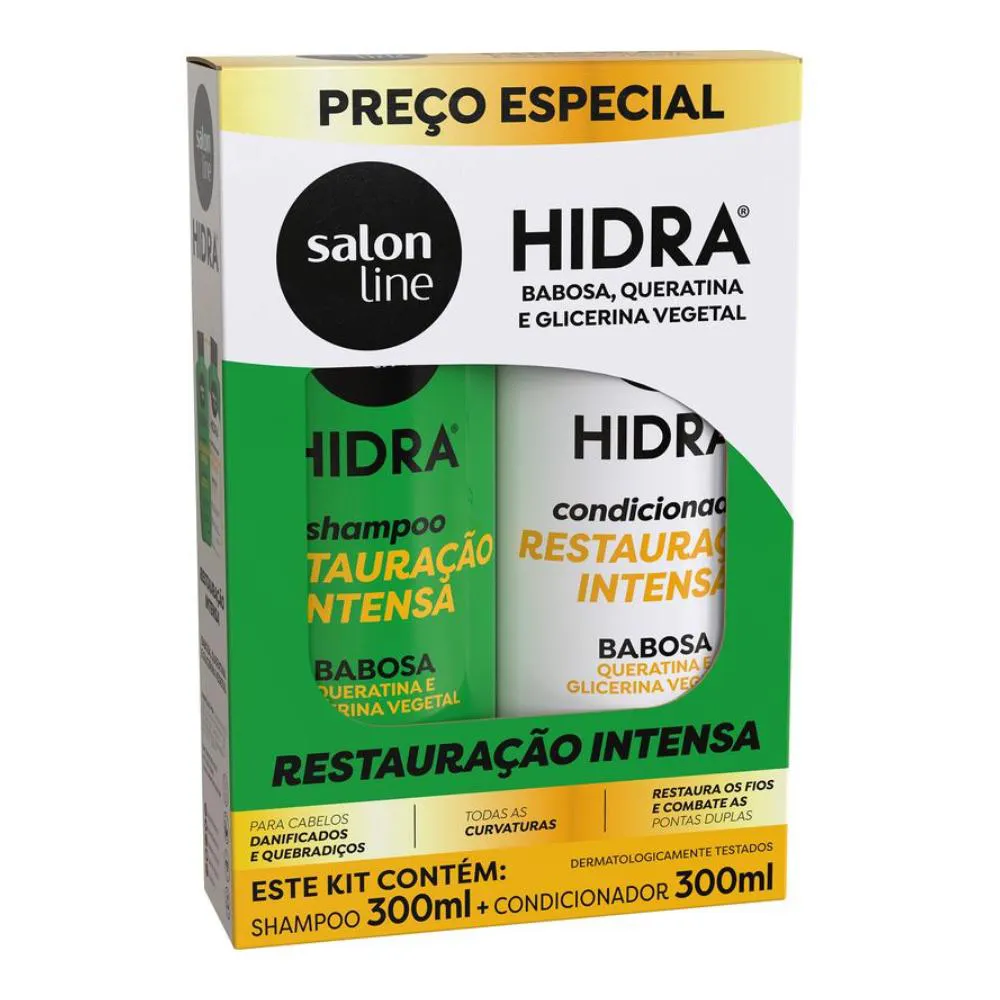 KIT SHAMPOO E CONDICIONADOR HIDRA BABOSA RESTAURA SALON LINE