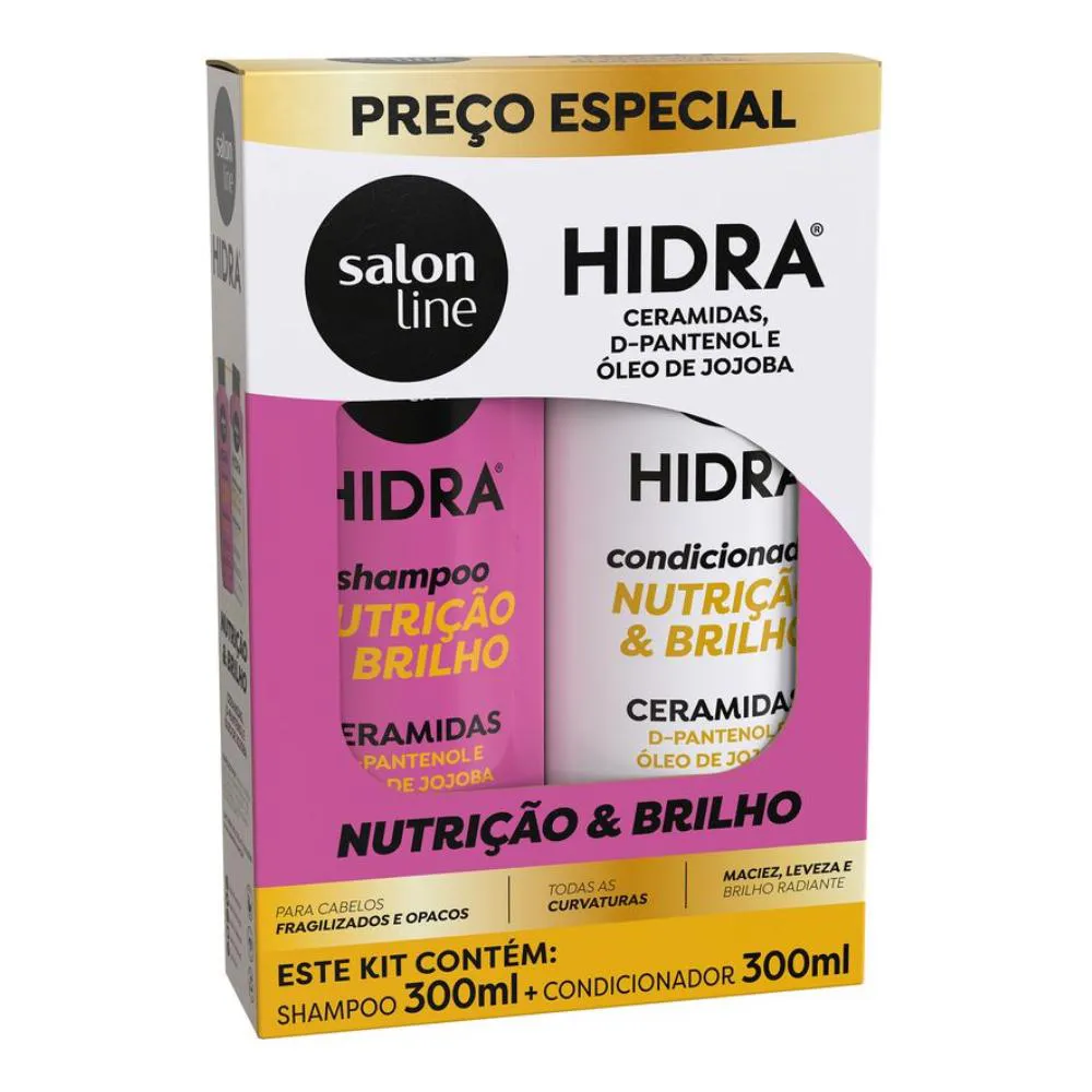 KIT SHAMPOO CONDICIONADOR HIDRA CERAMIDAS BRILHO SALON LINE