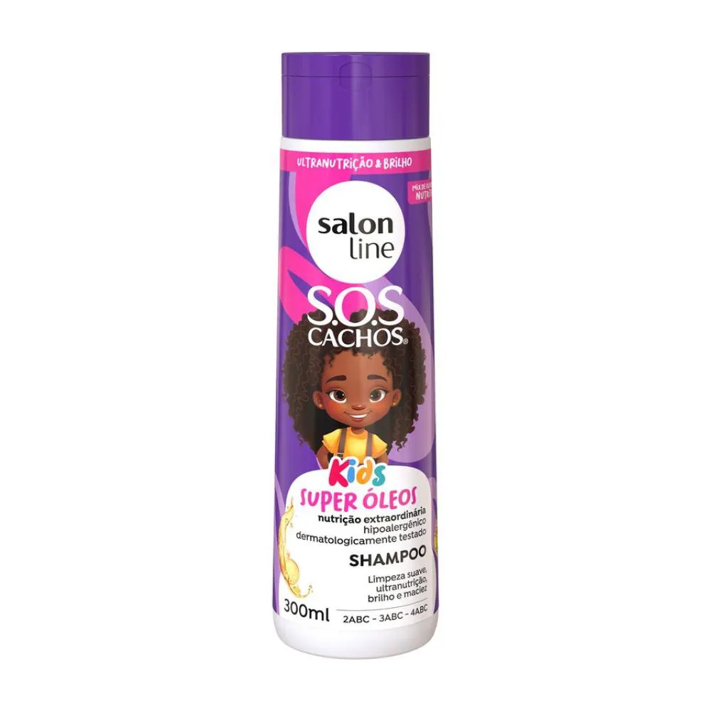 SHAMPOO SOS CACHOS KIDS SUPER ÓLEO NUTRIçãO SALON LINE 300ML