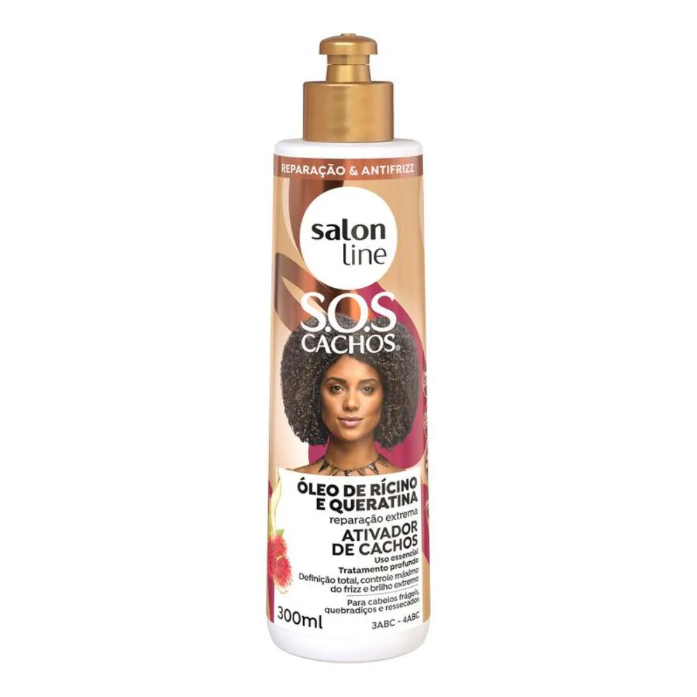 ATIVADOR SOS CACHOS RíCINO QUERATINA REPARA SALON LINE 300ML