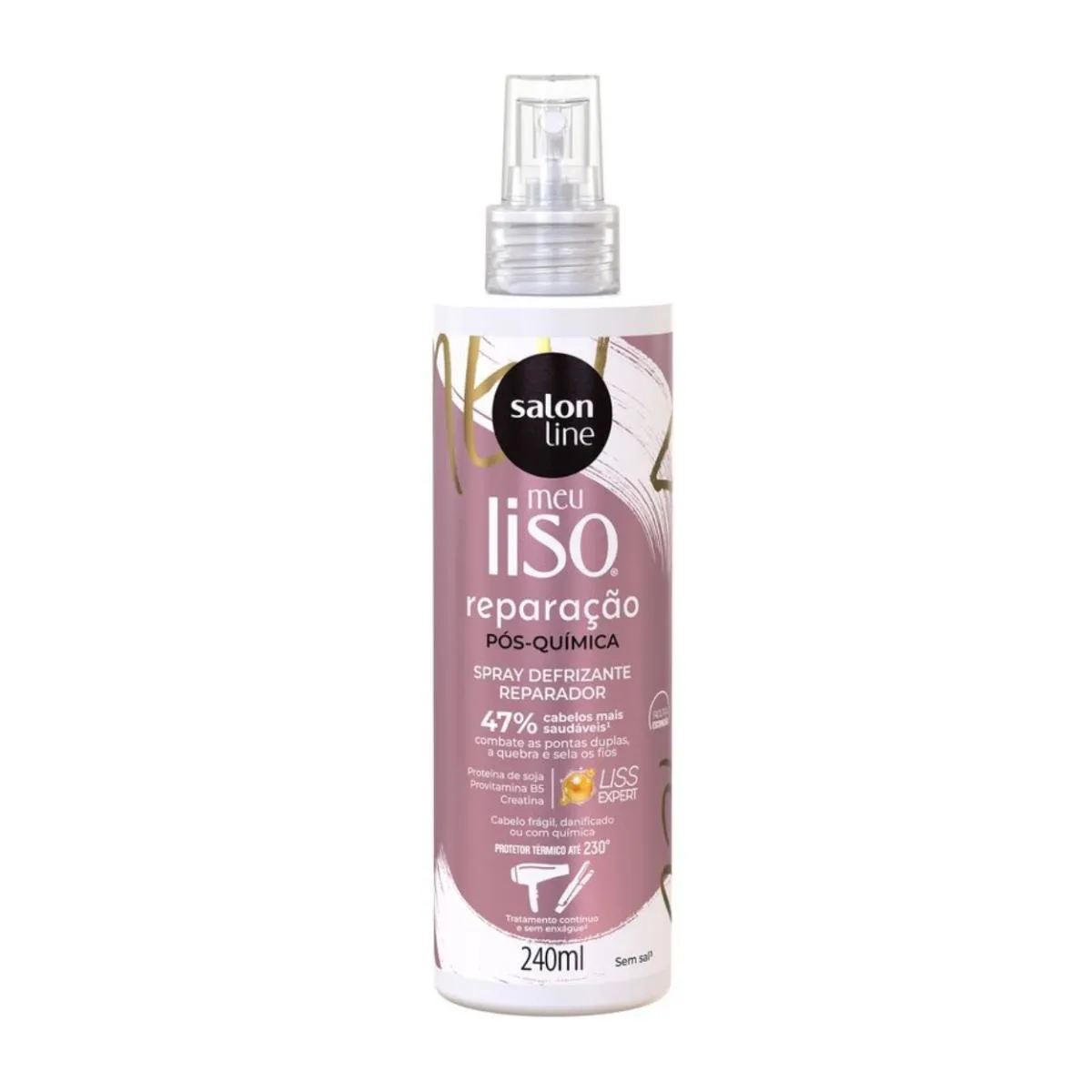 DEFRIZANTE REPARADOR SPRAY PóS QUíMICA LISO SALON LINE 240ML