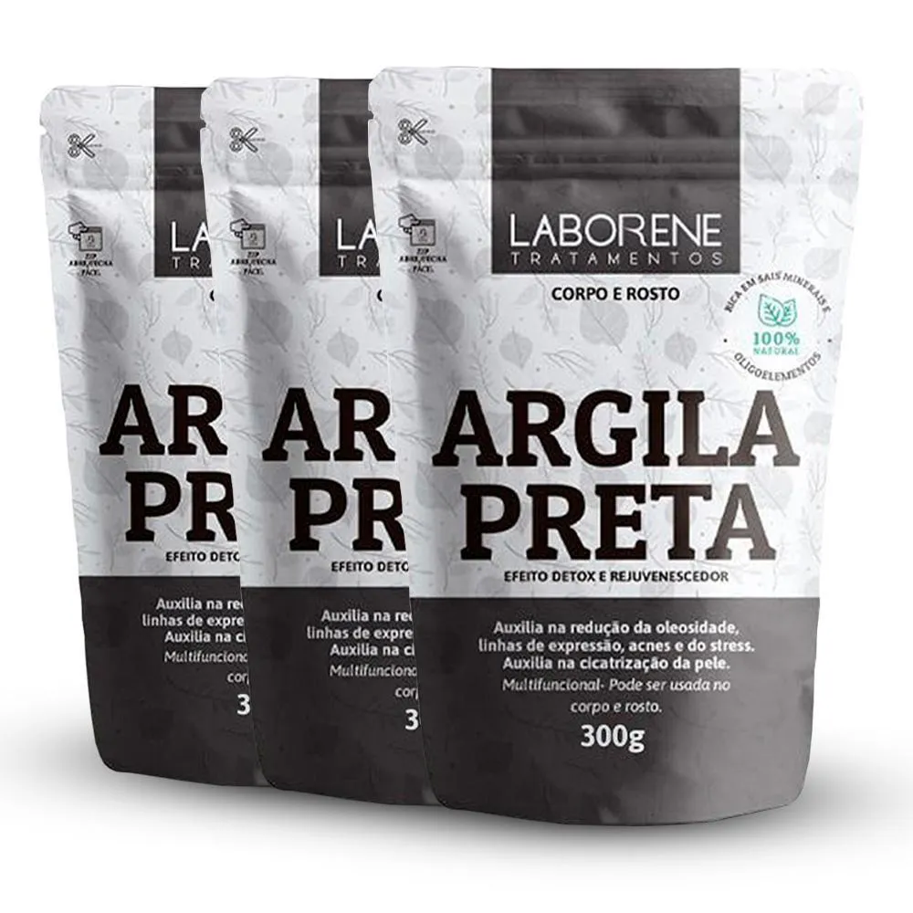 LABORENE - 03 SACHê ARGILA EM Pó - PRETA 300G