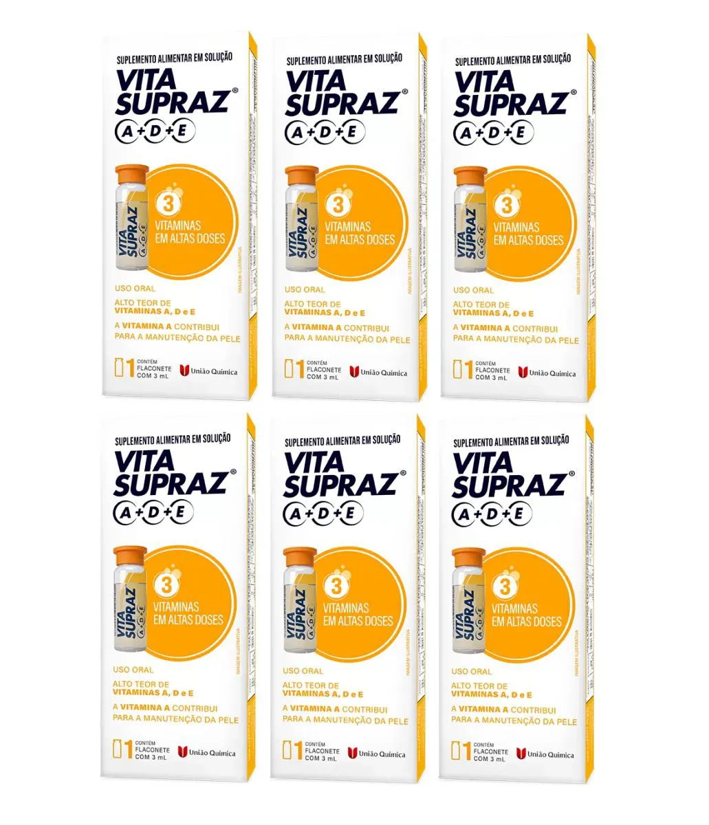 KIT 6 VITA SUPRAZ A+D+E FLACONETE 3ML - UNIãO QUIMICA