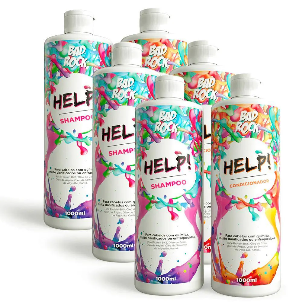 BAD ROCK - HELP - 03 KIT SHAMPOO + CONDICIONADOR 1000ML