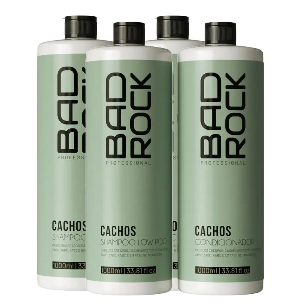 BAD ROCK - CACHOS - 02 KIT SHAMPOO + CONDICIONADOR 1L