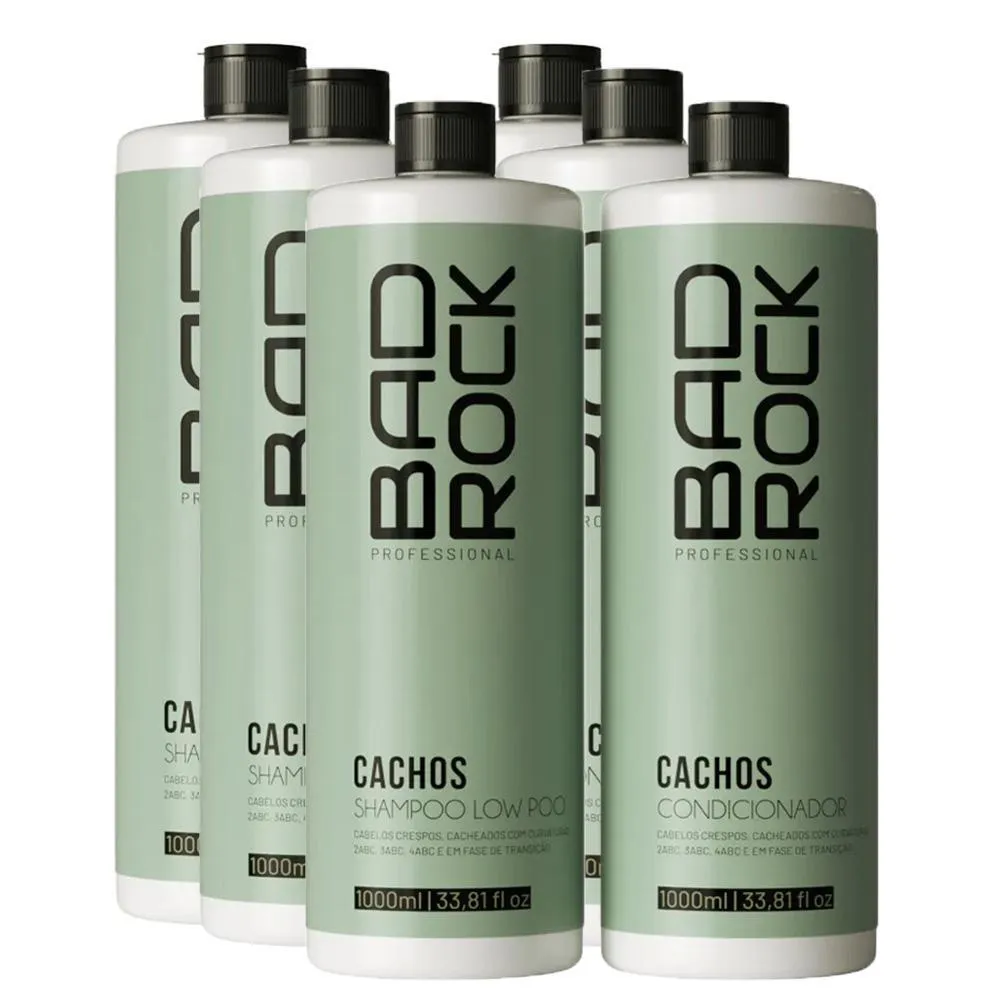 BAD ROCK - CACHOS - 03 KIT SHAMPOO + CONDICIONADOR 1L