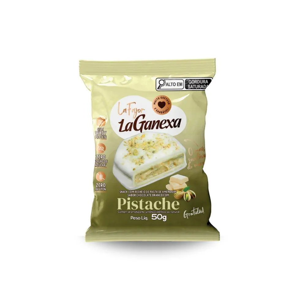 LA FAJOR LA GANEXA (50G) - SABOR: CHOCOLATE BRANCO C/ PISTACHE