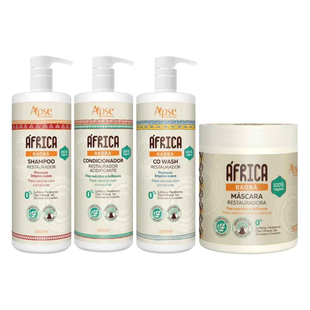 KIT APSE ÁFRICA BAOBá SHAMPOO COND CO WASH 1L MASCARA 500G