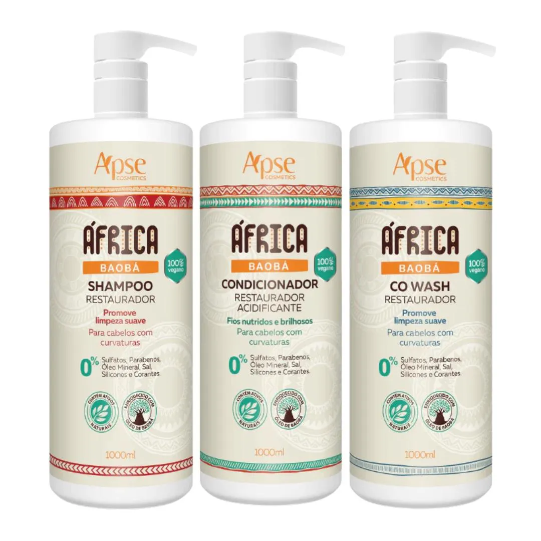 KIT APSE ÁFRICA BAOBá SHAMPOO + CONDICIONADOR + CO WASH 1L