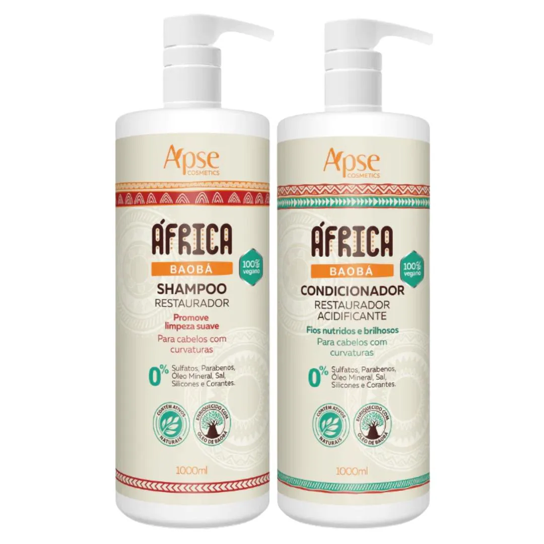 KIT APSE ÁFRICA BAOBá SHAMPOO E CONDICIONADOR RESTAURADOR 1L