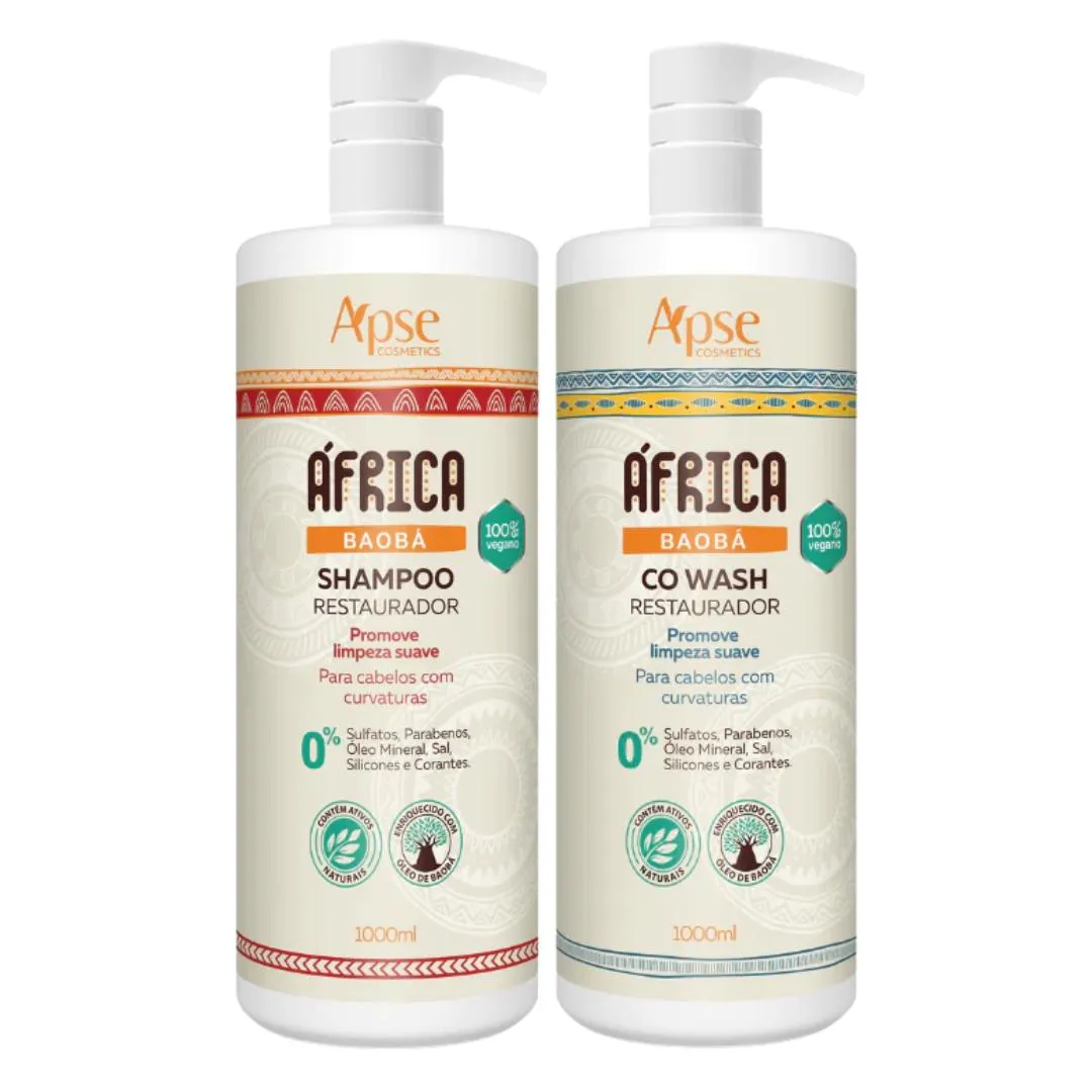 KIT APSE ÁFRICA BAOBá SHAMPOO E CO WASH 1L CACHEADOS
