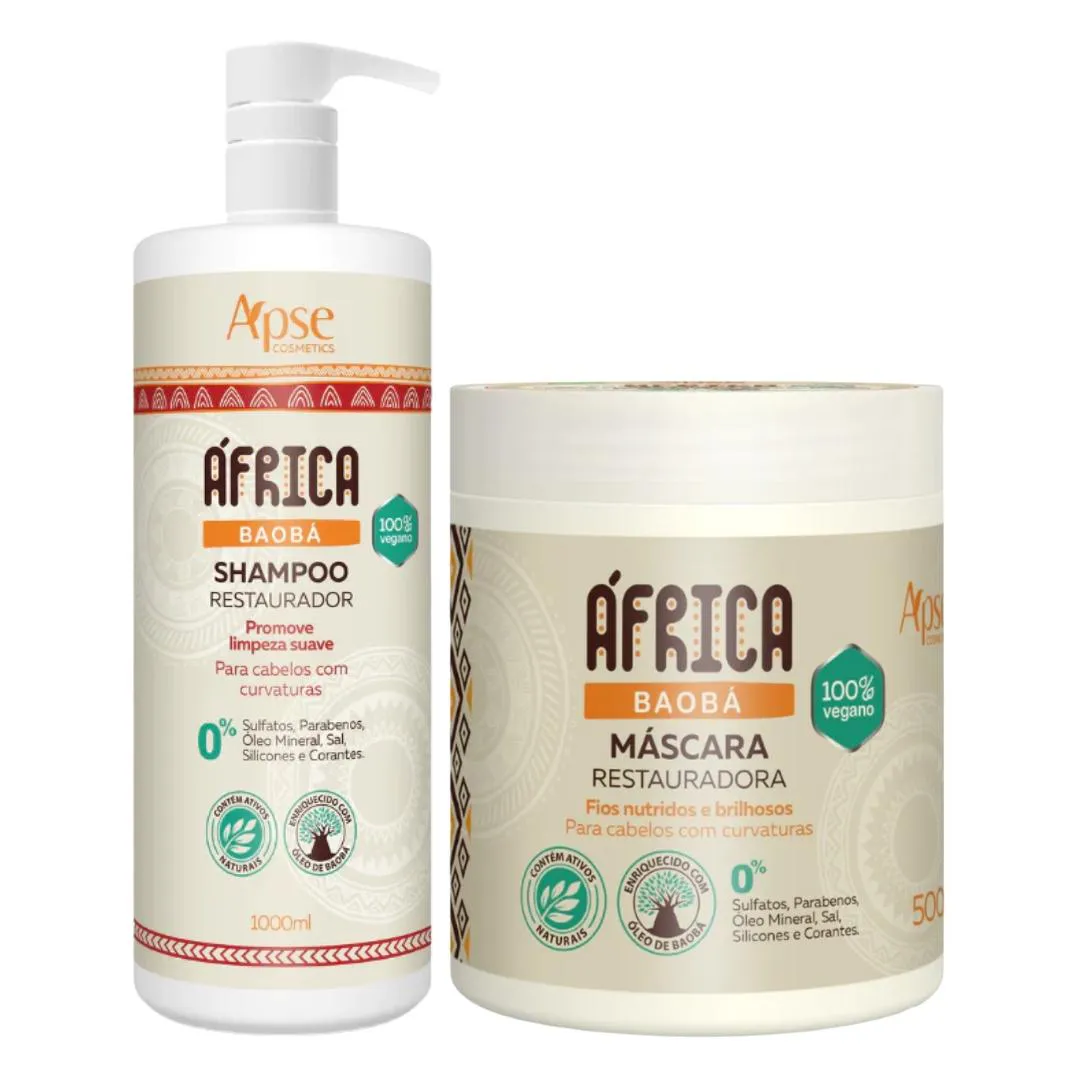 KIT APSE ÁFRICA BAOBá SHAMPOO RESTAURADOR 1L + MáSCARA 500G