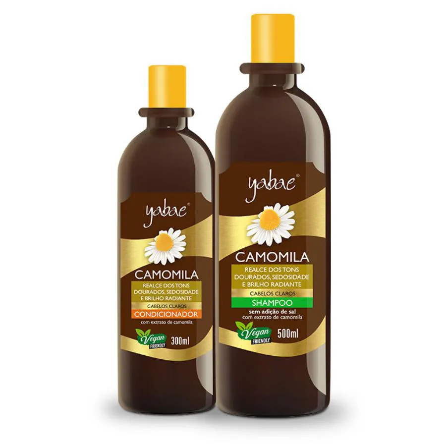 SHAMPOO E CONDICIONADOR CAMOMILA - VEGANO - YABAE - REALCE DE TONS DOURADOS
