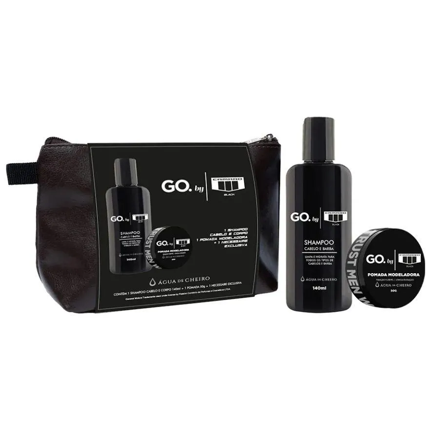 KIT GO. BY CAMARO BLACK ( SHAMPOO CABELO E BARBA 140ML + POMADA MODELADORA 50G + NECESSAIRE )