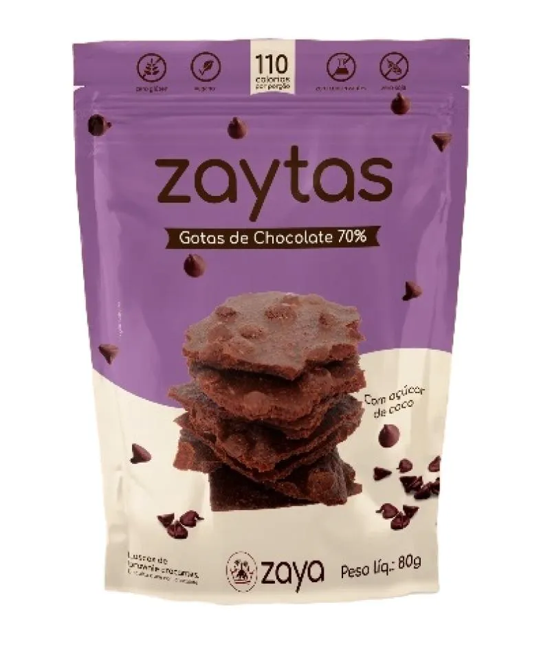 BISCOITO ZAYTAS GOTAS DE CHOCOLATE SEM GLúTEN ZAYA 80G