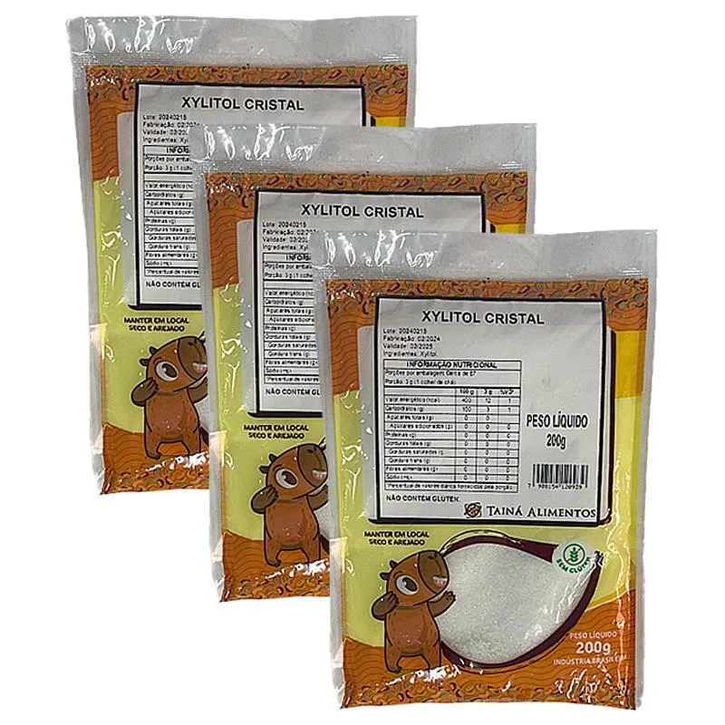 KIT 3X: XYLITOL TAINá ALIMENTOS 200G