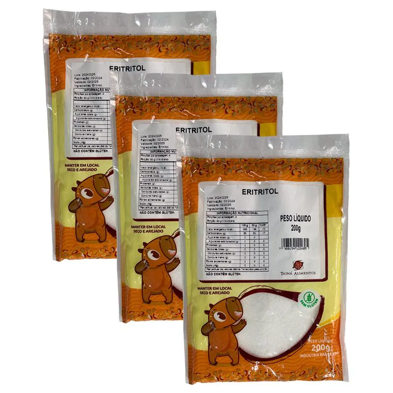 KIT 3X: ERITRITOL TAINá ALIMENTOS 200G