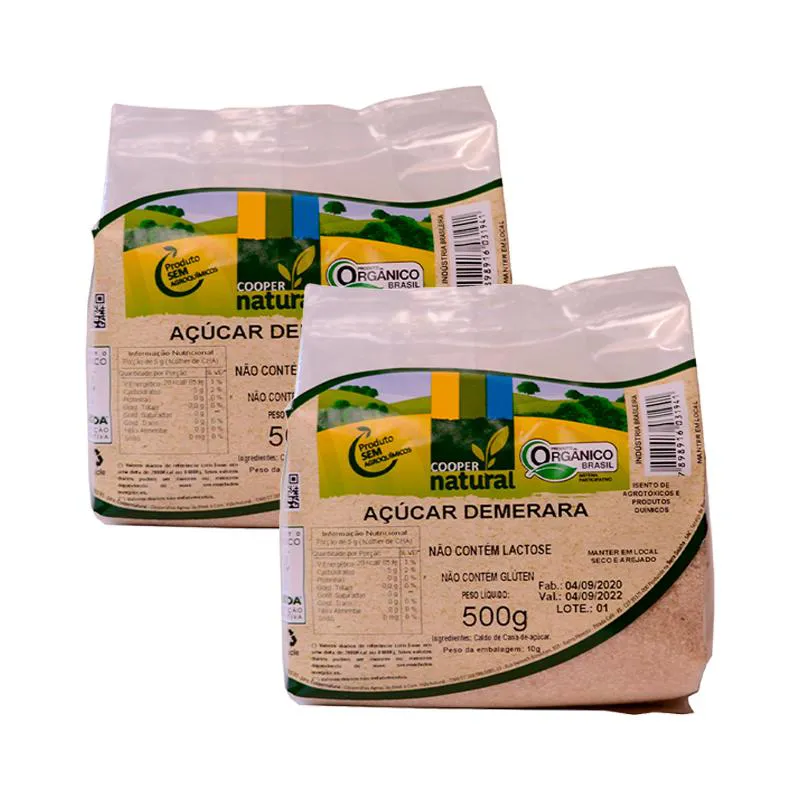 KIT 2X: AçúCAR DEMERARA ORGâNICO COOPERNATURAL 500G