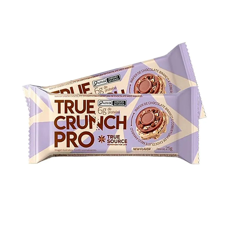 KIT 2X: WAFER PROTEICO TRUE CRUNCH PRO CHOCOLATE MEIO AMARGO TRUE SOURCE 25G