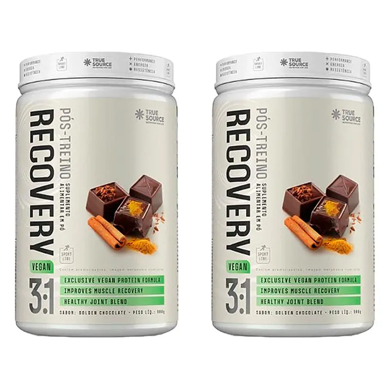 KIT 2X: RECOVERY 3:1 PóS TREINO VEGANO GOLDEN CHOCOLATE TRUE SOURCE 900G