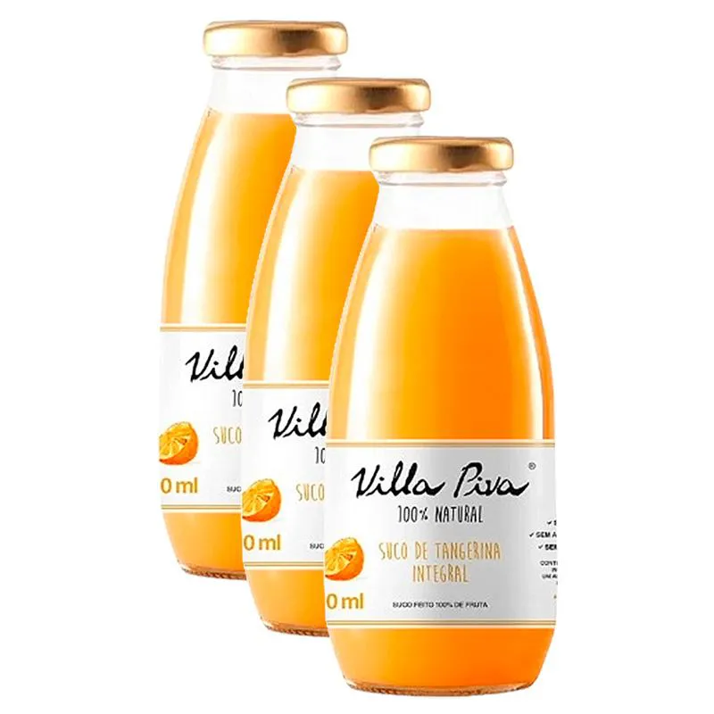 KIT 3X: SUCO DE TANGERINA INTEGRAL SEM AçúCAR VILLA PIVA 300ML