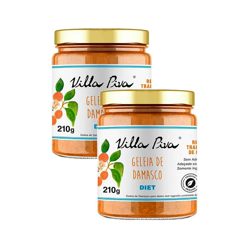 KIT 2X: GELEIA DE DAMASCO DIET VILLA PIVA 210G