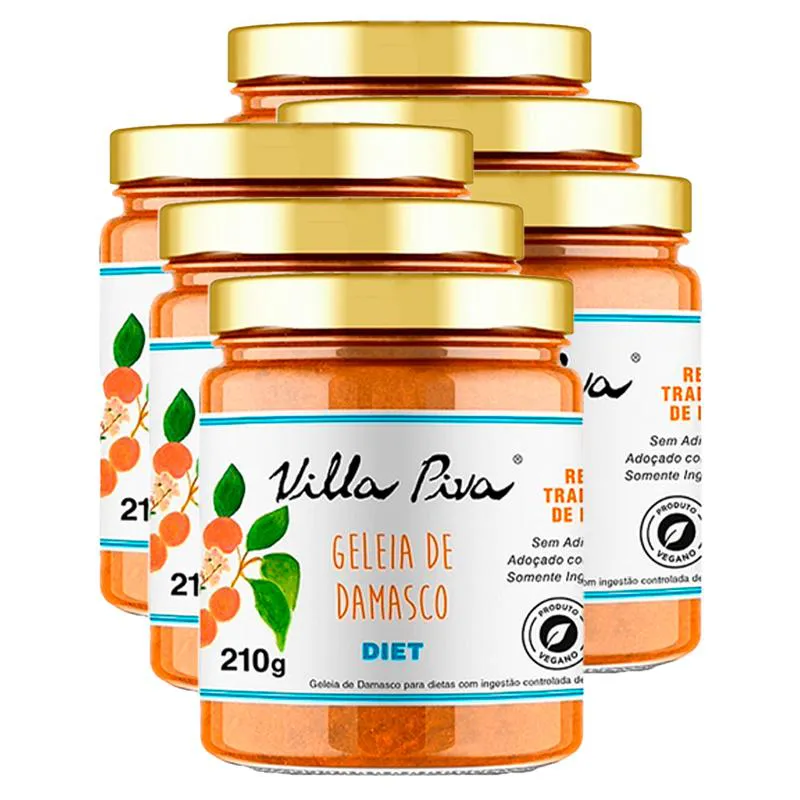 KIT 6X: GELEIA DE DAMASCO DIET VILLA PIVA 210G