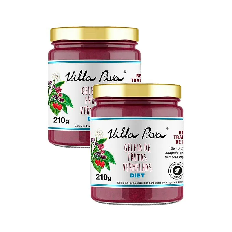 KIT 2X: GELEIA DE FRUTAS VERMELHAS DIET VILLA PIVA 210G