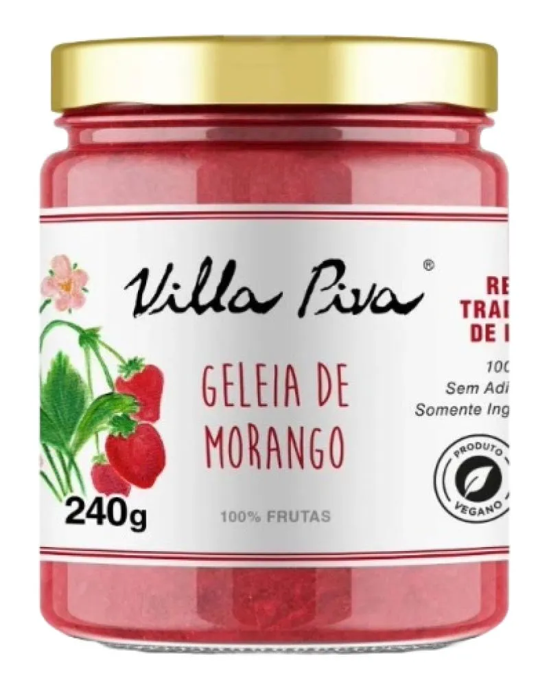 GELEIA DE MORANGO 100% FRUTAS SEM ADIçãO DE AçúCAR VILLA PIVA 240G