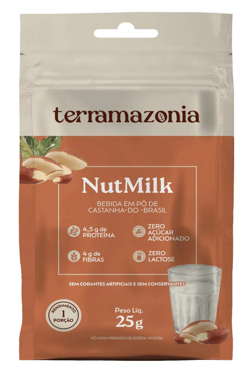 BEBIDA VEGETAL DE CASTANHA DO PARá EM Pó NUTMILK SACHê TERRAMAZôNIA 25G