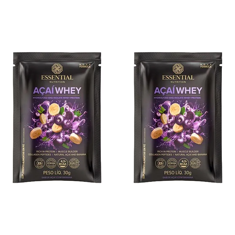 KIT 2X: AçAí WHEY SACHê ESSENTIAL NUTRITION 30G