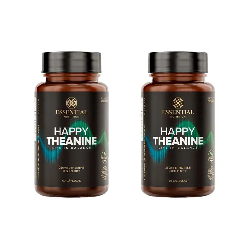 KIT 2X: HAPPY THEANINE L-TEANINA ESSENTIAL NUTRITION 60 CáPSULAS