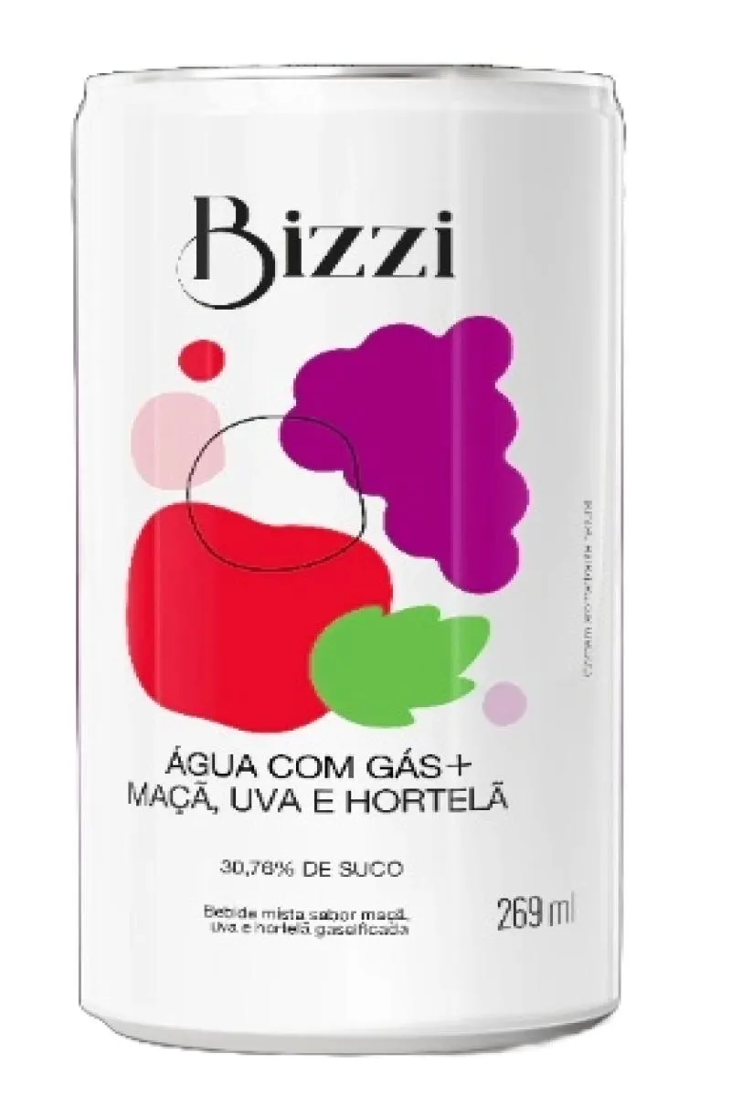 ÁGUA GASEIFICADA MAçã, UVA E HORTELã SEM AçúCAR BIZZI 269ML