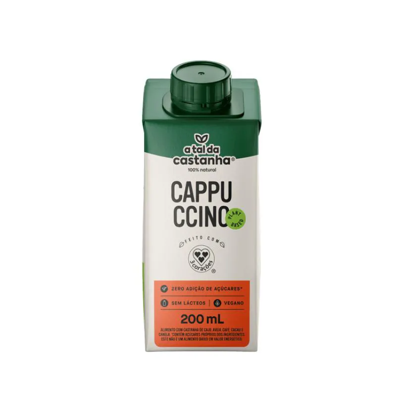 BEBIDA VEGETAL CAPPUCCINO A TAL DA CASTANHA E 3 CORAçõES 200ML