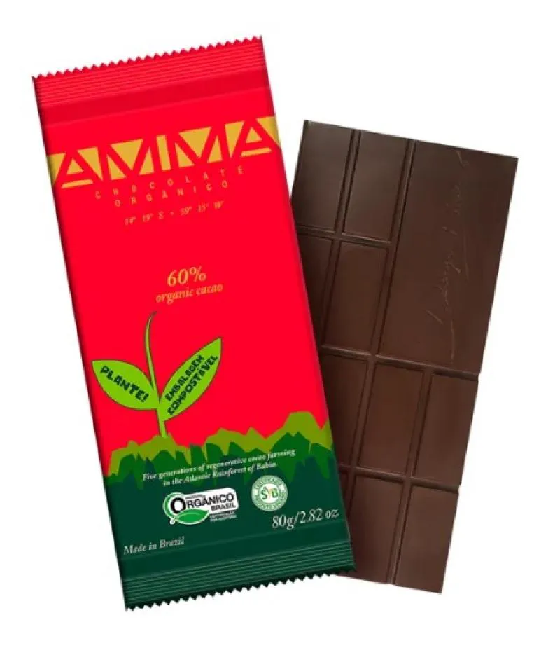 CHOCOLATE 60% CACAU ORGâNICO AMMA CHOCOLATE 80G