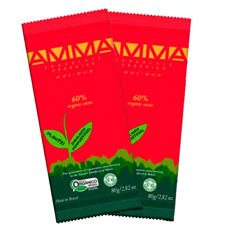 KIT 2X: CHOCOLATE 60% CACAU ORGâNICO AMMA CHOCOLATE 80G