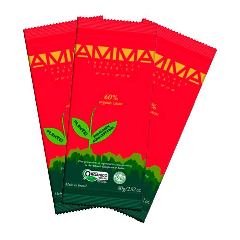 KIT 3X: CHOCOLATE 60% CACAU ORGâNICO AMMA CHOCOLATE 80G