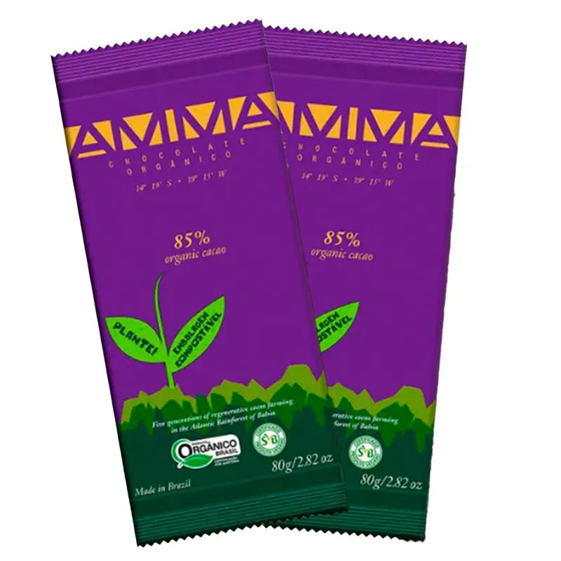 KIT 2X: CHOCOLATE 85% CACAU ORGâNICO AMMA CHOCOLATE 80G