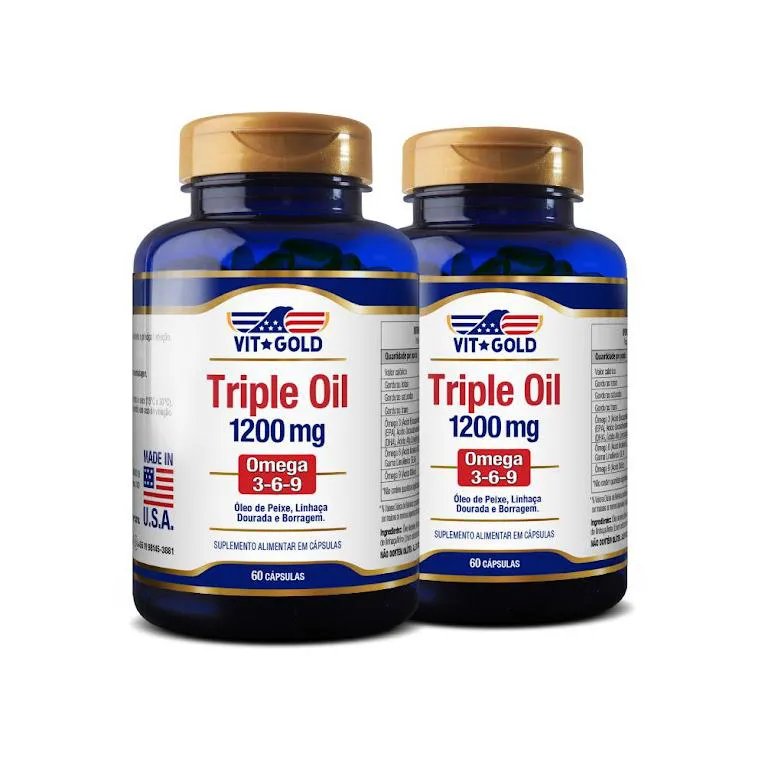 Kit 2x Triple Oil 1200 mg Ômega  Vitgold 60 Cápsulas