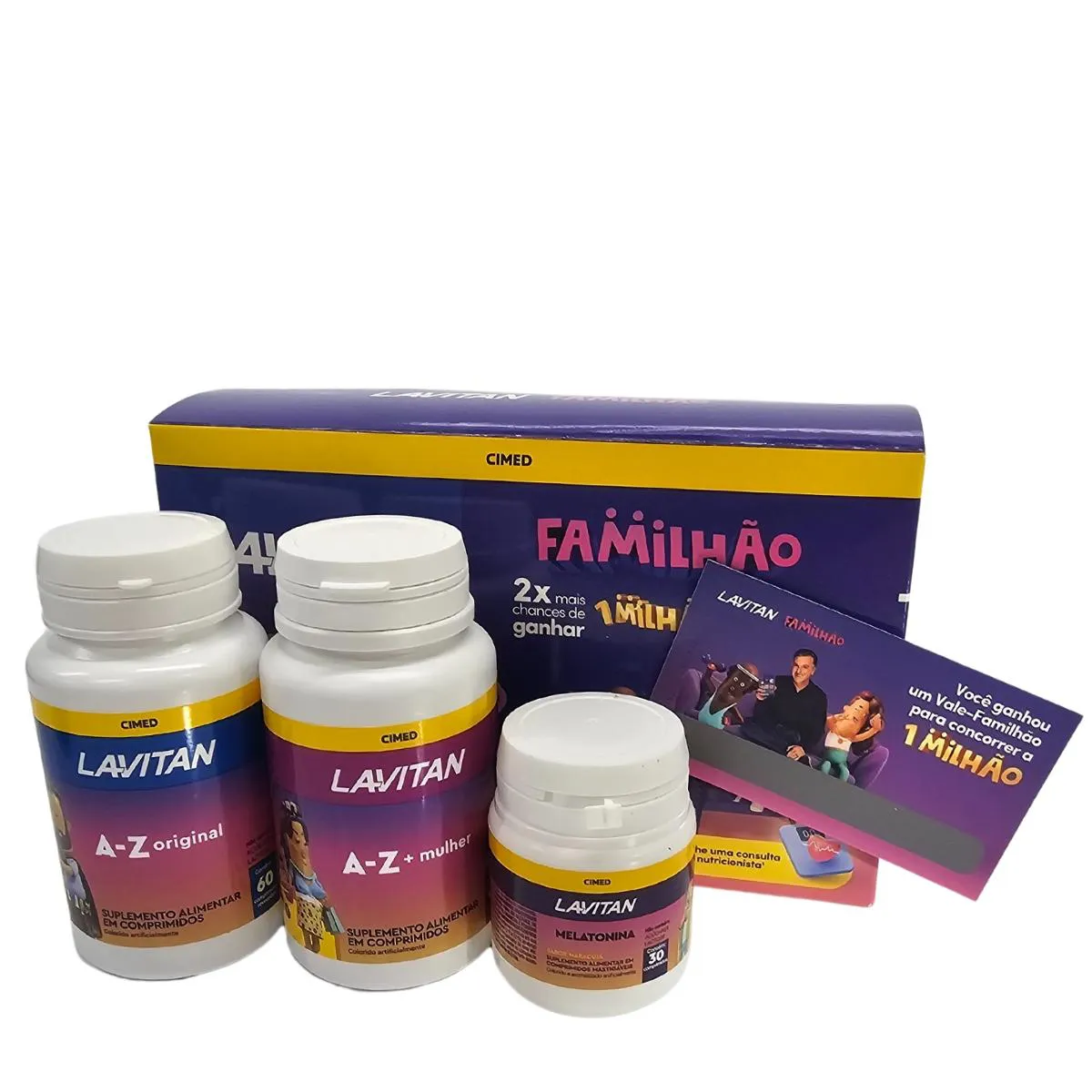 KIT FAMILHãO SUPLEMENTO ALIMENTAR A-Z ORIGINAL + A-Z + MULHER + MELATONINA SABOR MARACUJá LAVITAN CIMED