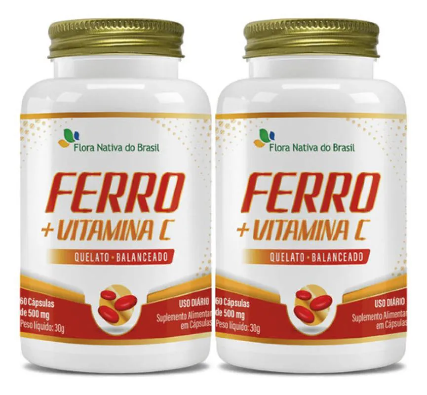 FERRO E VITAMINA C 2 X 60 CáPSULAS FLORA NATIVA
