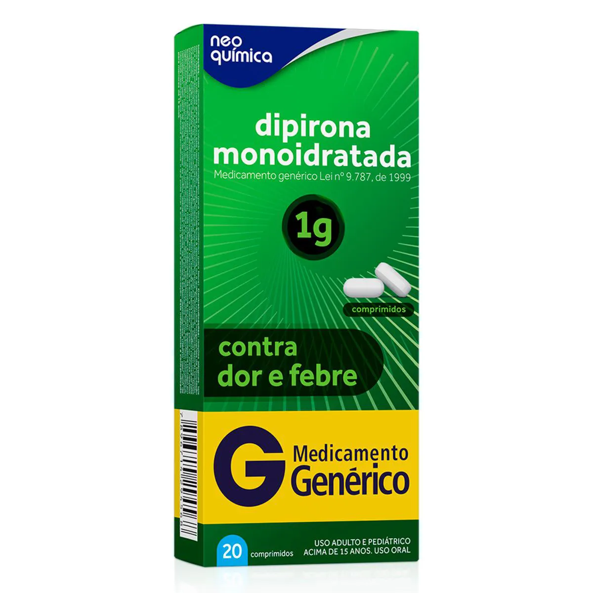 DIPIRONA SODICA ANALGESICO NEO QUIMICA GENERICOS 1G 20 COMPRIMIDOS ...