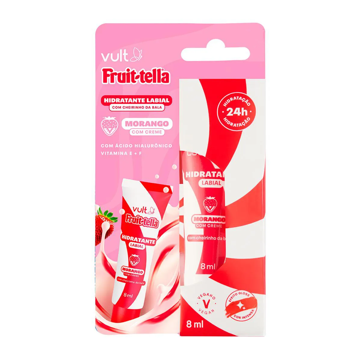 Hidratante Labial Vult Fruittella Morango com Creme 8ml