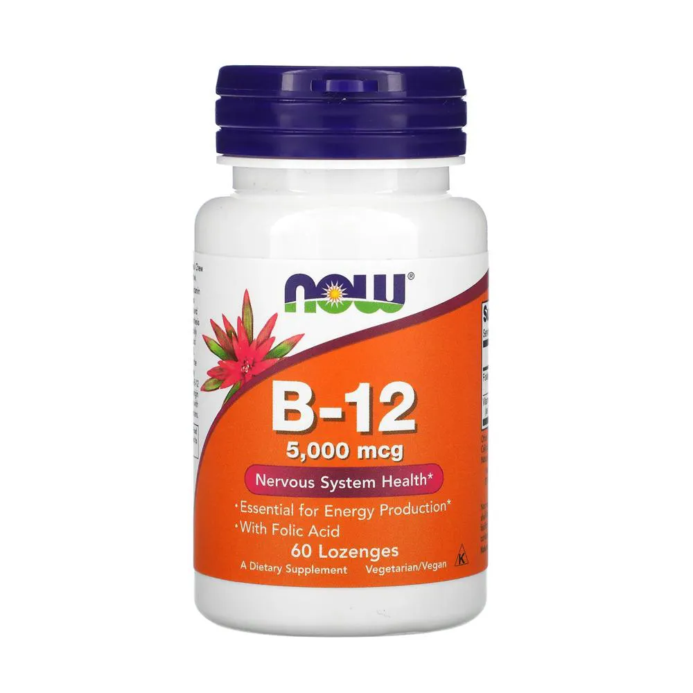 NOW FOODS VITAMINA B12 5000MCG E ÁCIDO FóLICO 60PAST