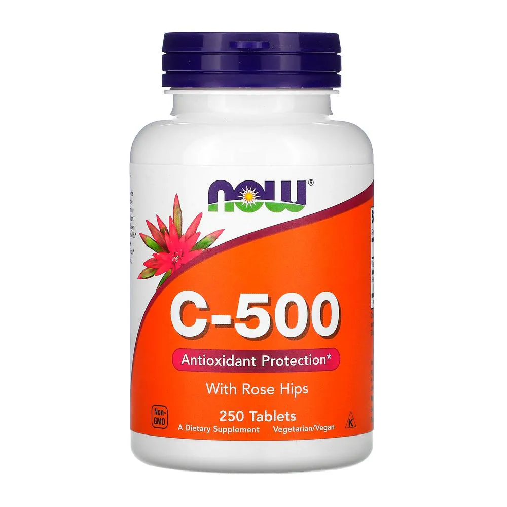VITAMINA C 500MG E ROSA MOSQUETA NOW FOODS 250TABLS