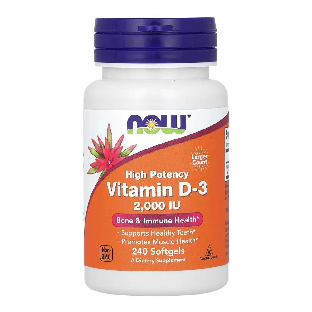 VITAMINA D3 2000 IU ALTA POTêNCIA NOW FOODS 240SOFTGLS