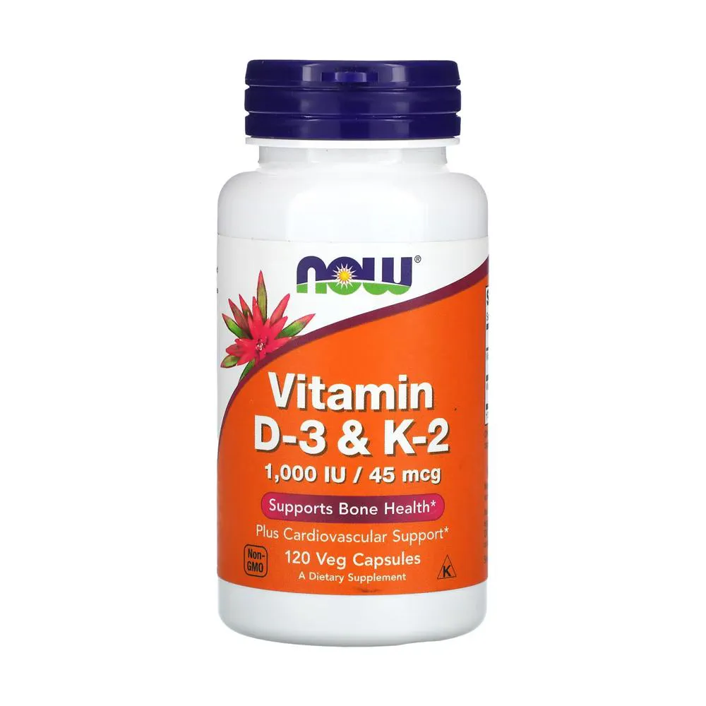 VITAMINA D3 25MG COM VITAMINA K2 45MG NOW FOODS 120VEG CAP