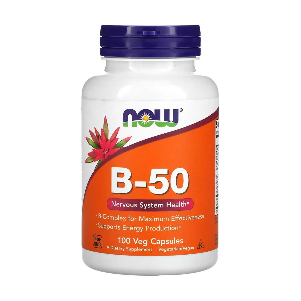 VITAMINA B-50 NOW FOODS VITAMINAS COMPLEXO B 100VEG CAPS
