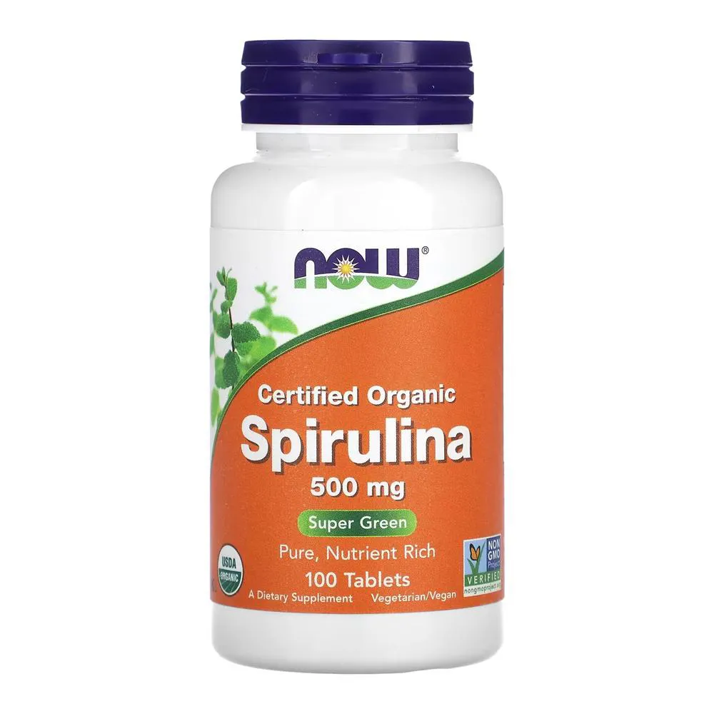 SPIRULINA ORGâNICA 500MG NOW FOODS 100 TABLETS